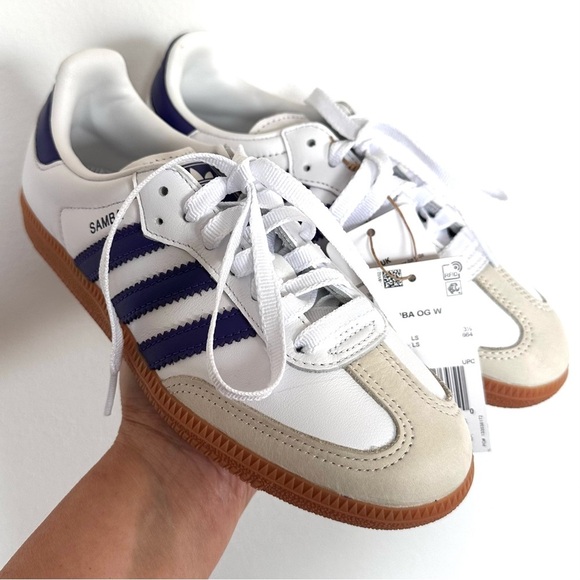 Adidas Samba OG White and Purple with Gum Sole size 5 NWT - Picture 3 of 11